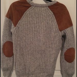 Madewell grey sweater with suede elbow patches